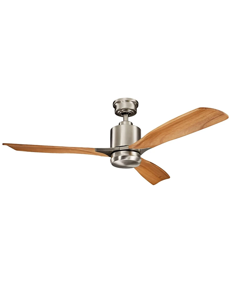52" Kichler Ridley Ii Steel and Oak Led Ceiling Fan with Wall Control