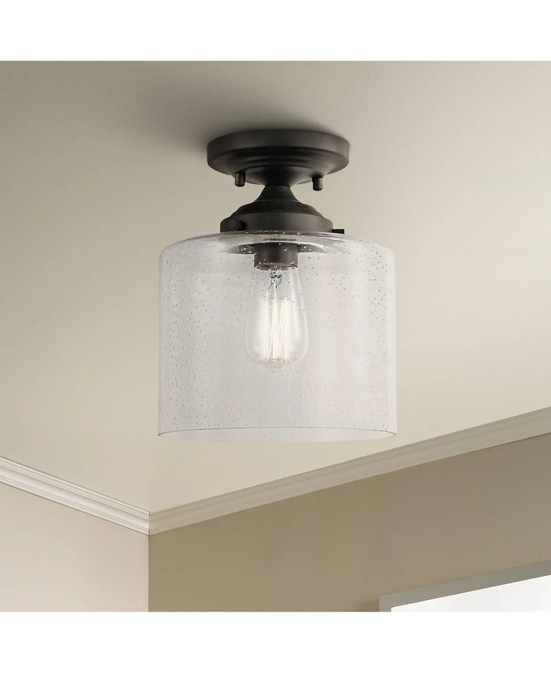 Kichler Winslow 8 1/2" Wide Seeded Glass Olde Bronze Ceiling Light