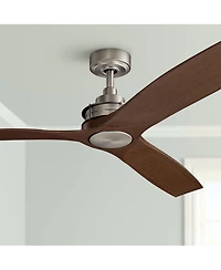 56" Kichler Ried Brushed Nickel Walnut Ceiling Fan with Wall Control
