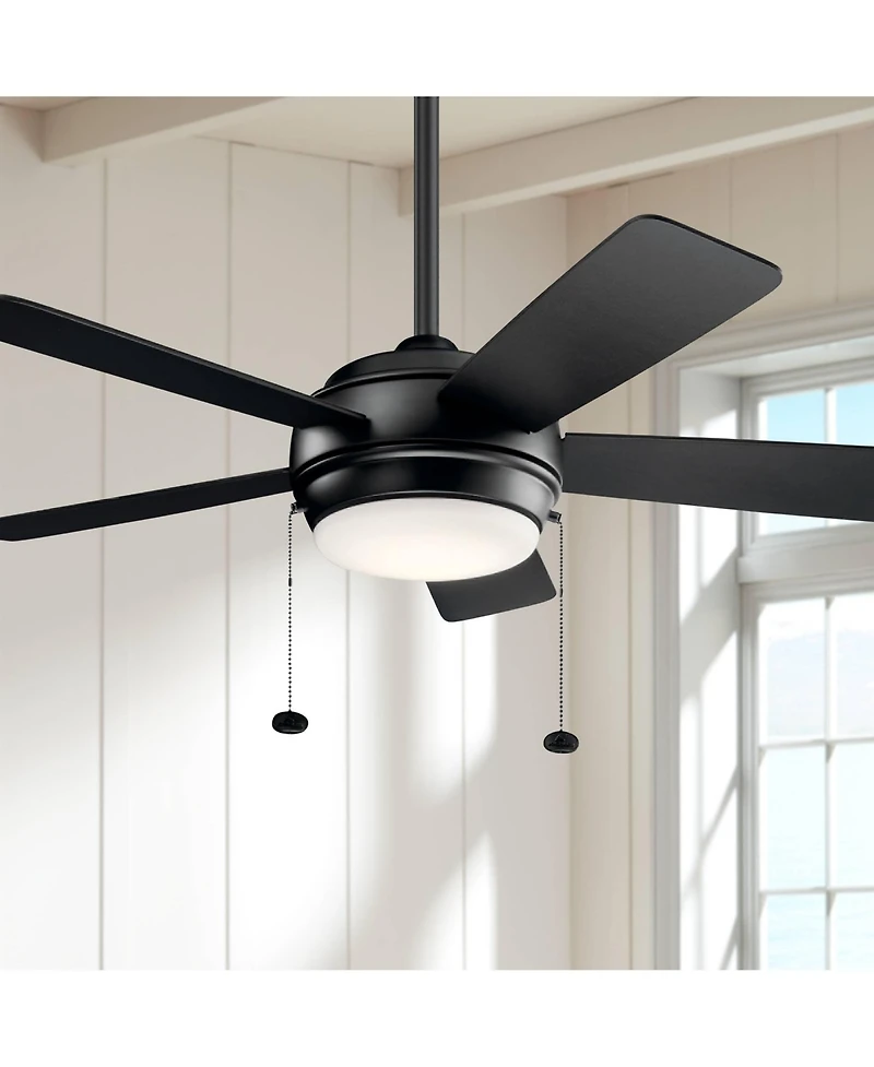 42" Kichler Starkk Satin Black Modern Pull Chain Led Ceiling Fan