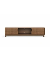 70" Fluted Mid-Century Tv Stand for TVs up to 80", Storage and Adjustable Shelves, Brown