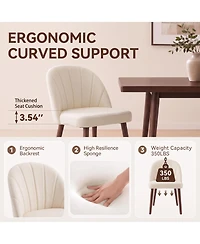Dining Chairs Set of 6, Modern Upholstered Fabric Kitchen Chairs, Curved High Back, Thick Padded Seat and Wooden Frame, Side Chairs for Restaurant