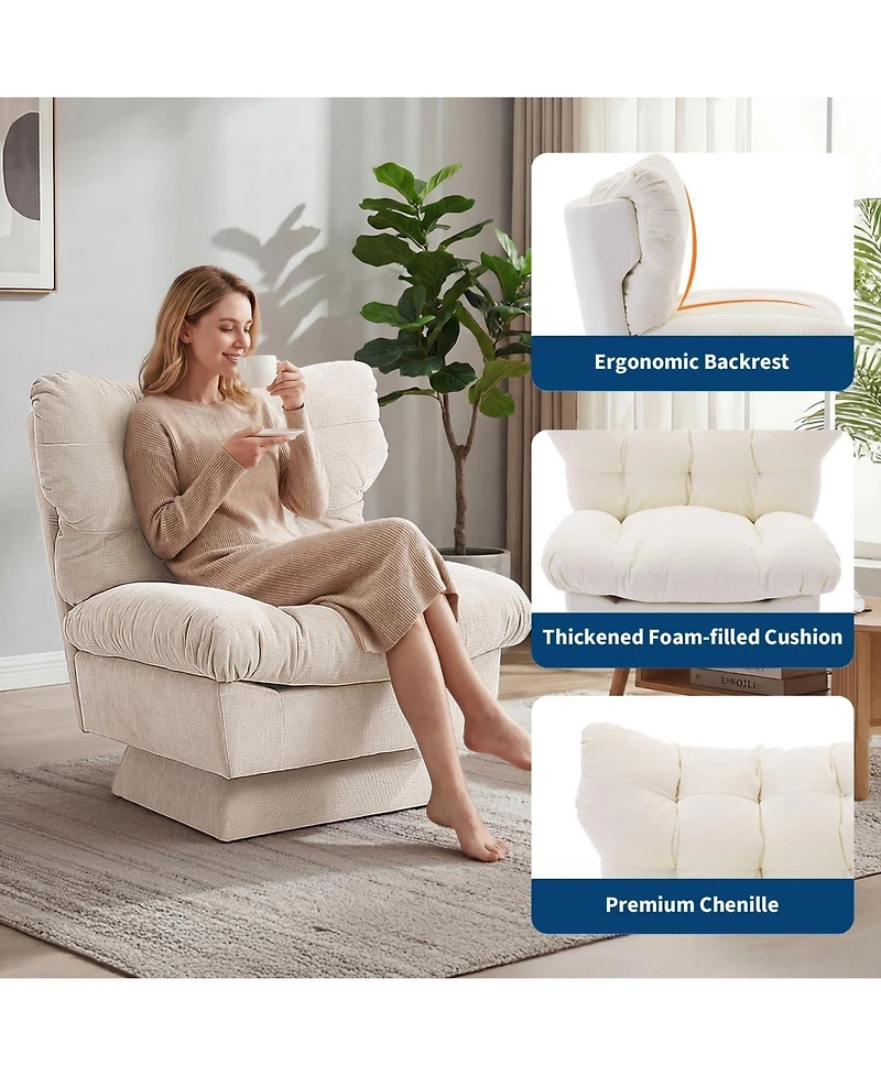 2 Set of Oversized Swivel Rocker Recliner Chair with High Back, 360 degrees) Rotation and Gentle Rocking for Living Room, Nursery,300lbs Capacity