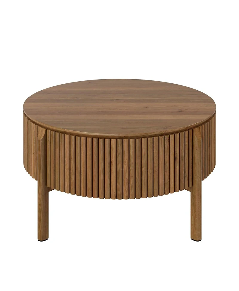 Streamdale Furniture Round Fluted Lift-Top Coffee Table with Hidden Storage