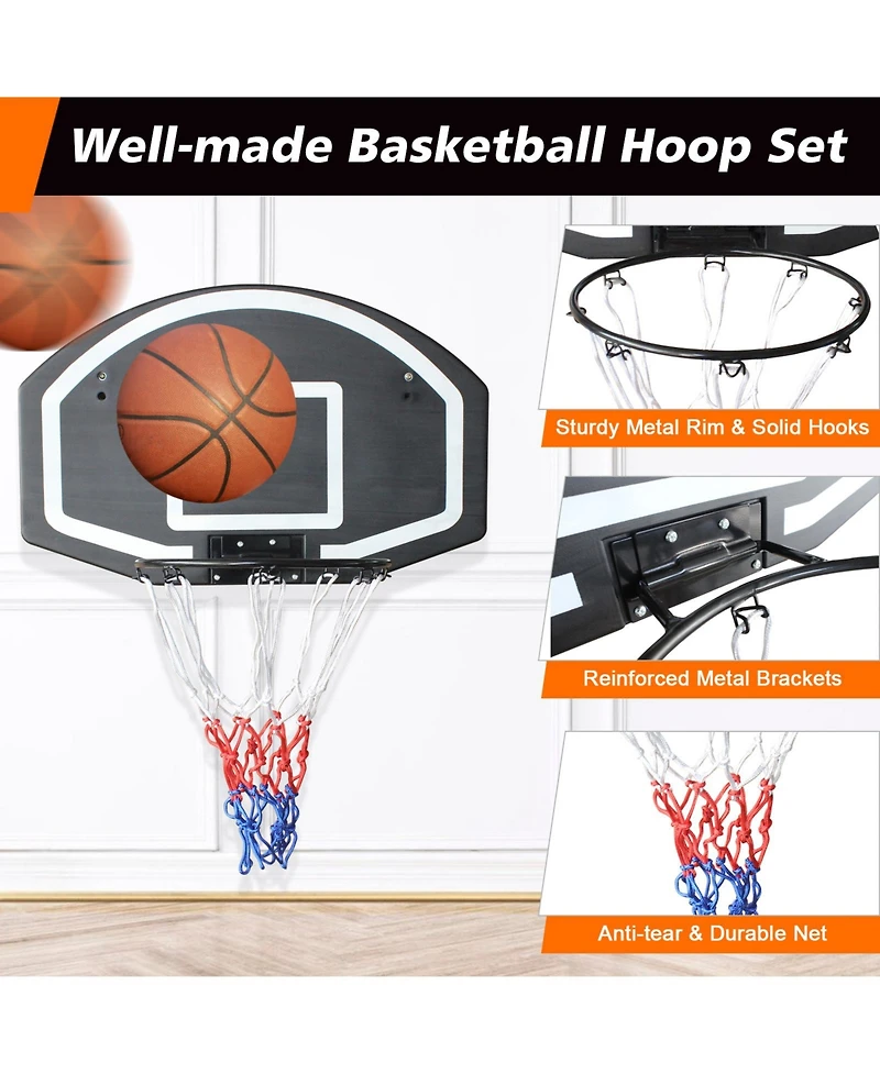 Zeny Wall-mounted basketball hoop, shatterproof back, folding hoop, durable hoop and all-weather mesh for indoor and outdoor use