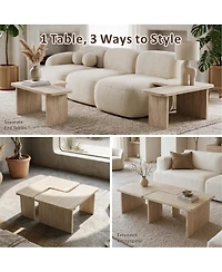 Streamdale Furniture Modular Travertine Coffee Table Set of 2