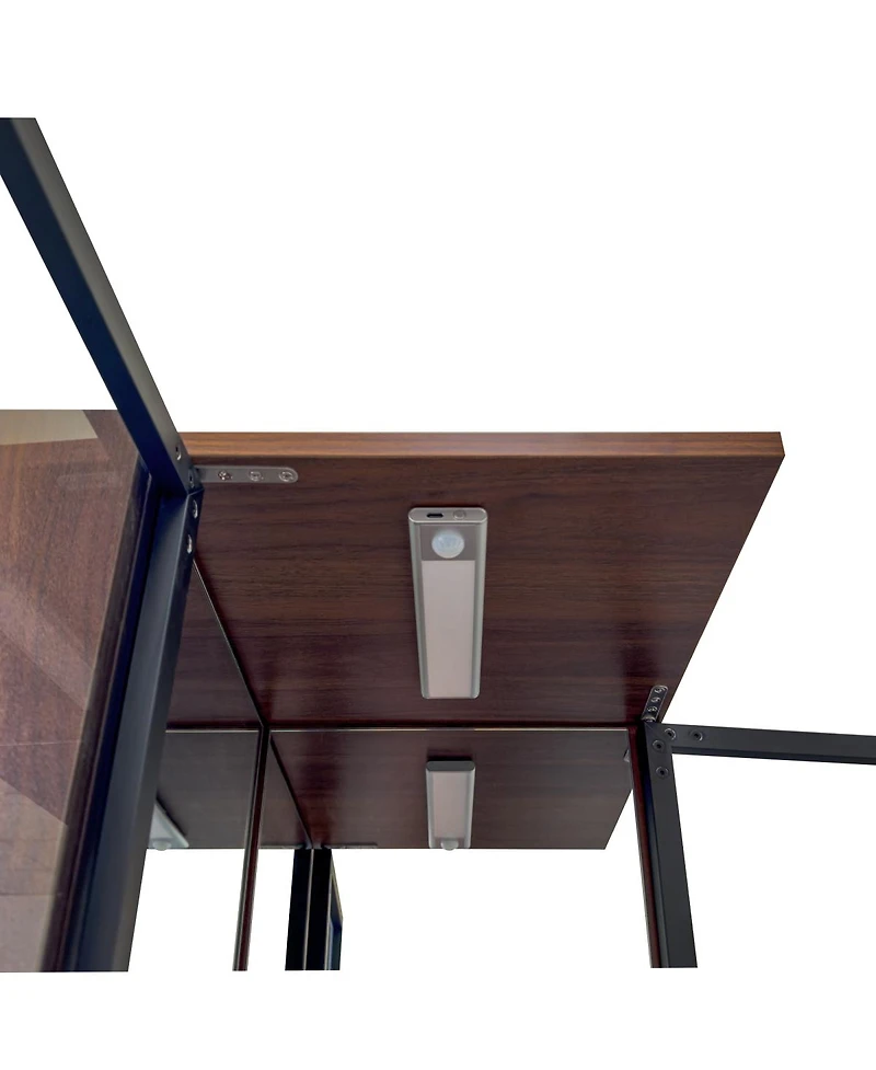 Streamdale Furniture Streamdale 70" Glass Door Display Cabinet with Lights and Pull-Out Multi-Tier Storage Shelf