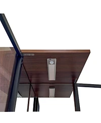 Streamdale Furniture Streamdale 70" Glass Door Display Cabinet with Lights and Pull-Out Multi-Tier Storage Shelf