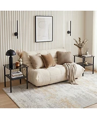 Streamdale Furniture 2-Piece Modern Glass and Metal Side Table with Storage Shelf