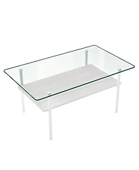Streamdale Furniture Modern Glass Coffee Table and End Tables Set of 3 with Wooden Shelf
