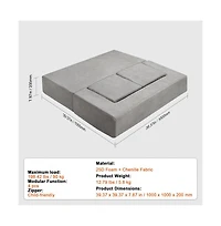 Slickblue 4-Piece Modular Kids Couch, Toddler Play Sofa Bed with Removable Washable Cover for Playroom