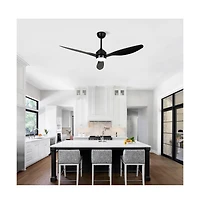 52-in Minimalism Black Ceiling Fan with Led Lights and Remote Control Included 3-Blade