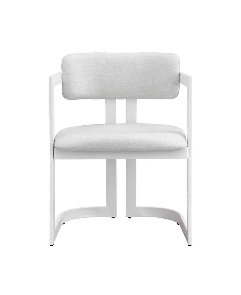 Flynama Set of 2 Fabric Arm Dining Chairs, Iron Metal Frame 265 Lbs Weight Capacity