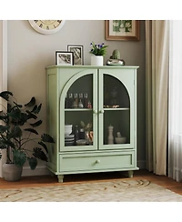 Streamdale Furniture Farmhouse Arched Glass Sideboard with Drawer