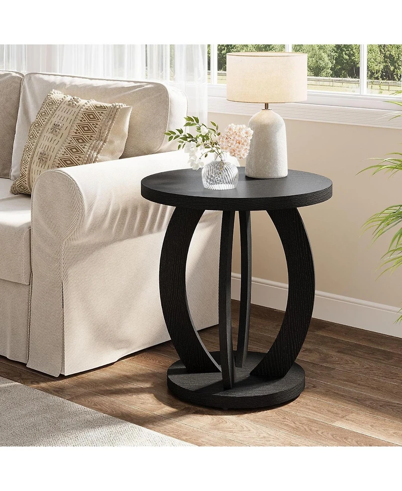 Tribesigns Round End Table with Storage