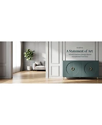 Streamdale Furniture Streamdale 60" Italian Green Wood Grain 4-Door Sideboard with Gold Handles