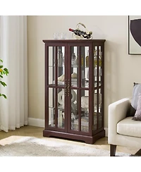 Streamdale Furniture Glass Tall Cabinet with Rgb Lights and 3 Adjustable Shelves