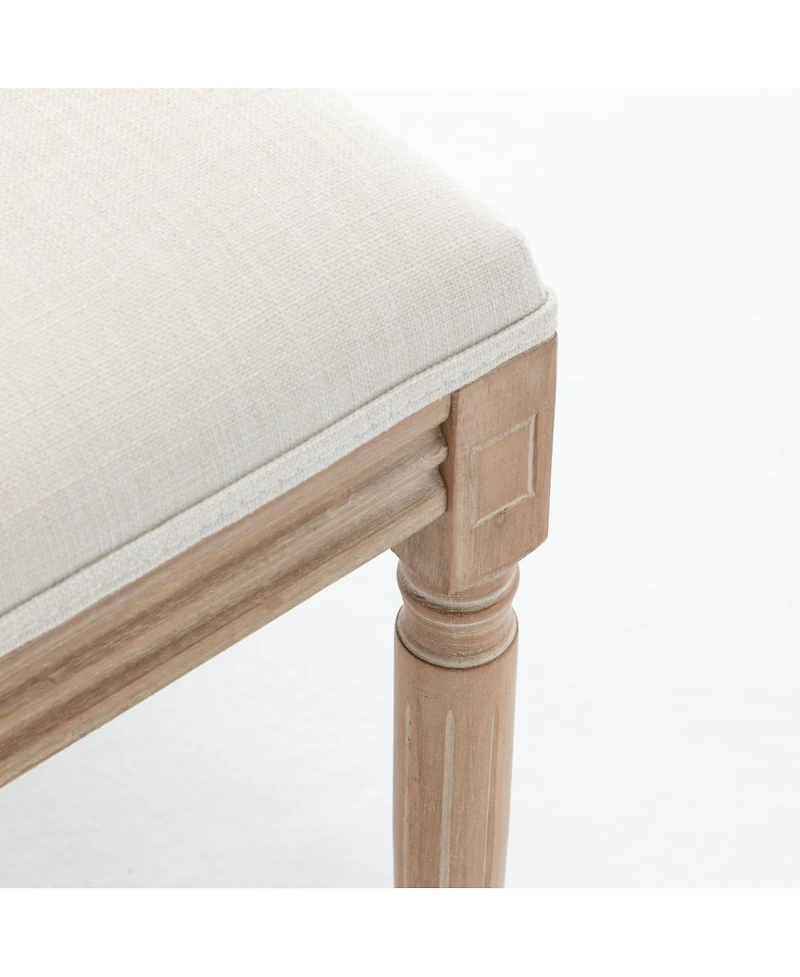 Streamdale Furniture Farmhouse Solid Wood Dining Chairs, Linen Cushion, Set of 2