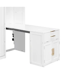 Streamdale Furniture Full Size Murphy Bed with Desk, Storage Cabinets and Led Light