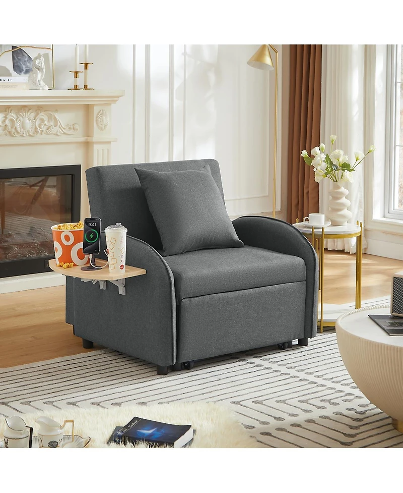 Streamdale Furniture 3-in-1 Convertible Sleeper Sofa Chair with Usb and Table,