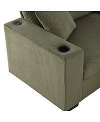 Streamdale Furniture 86.5" Corduroy L-Shaped Sectional Sofa with Usb Ports and Cup Holders