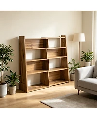 Streamdale Furniture Modular Asymmetrical Annual Ring Grain Convertible Bookcase and Display Shelf