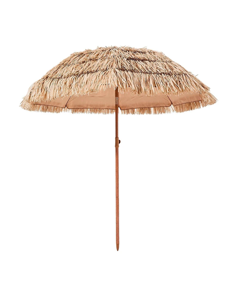 Slickblue Thatched Patio Umbrella with Tilt Function, Tiki Style Pool Umbrella for Beach, Garden & Backyard