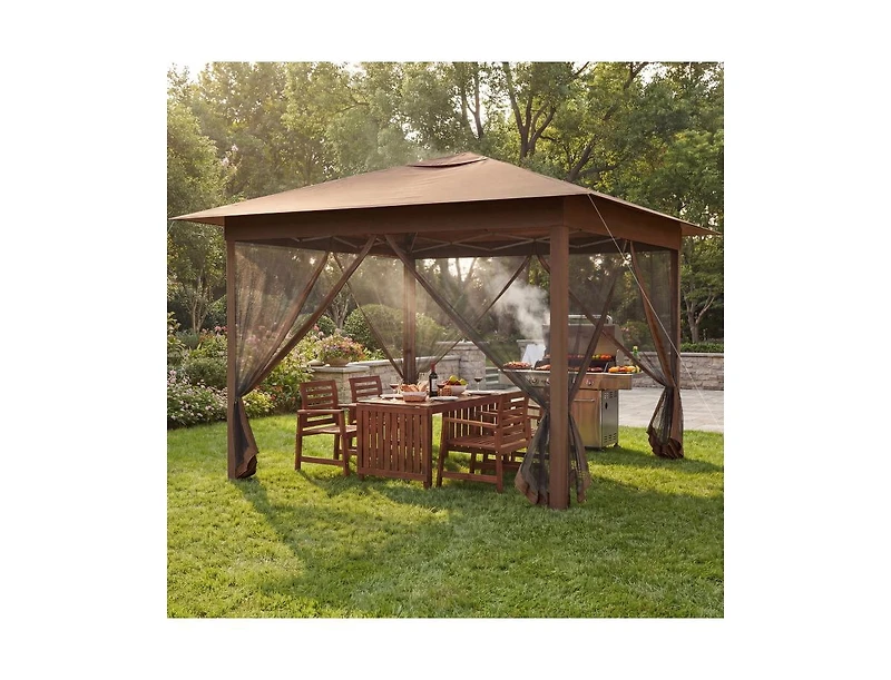 Boyel Living 11.5 x 11.5 Feet Pop-up Canopy Instant One-Person Setup With Mesh Screen Netting