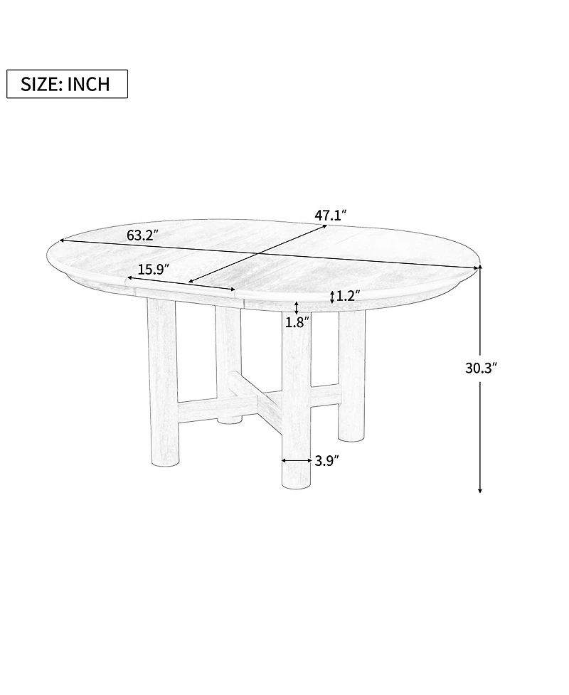 Streamdale Furniture Wood Extendable Oval Dining Table, 47"-63", Espresso
