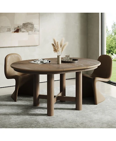 Streamdale Furniture Wood Extendable Oval Dining Table, 47"-63", Espresso