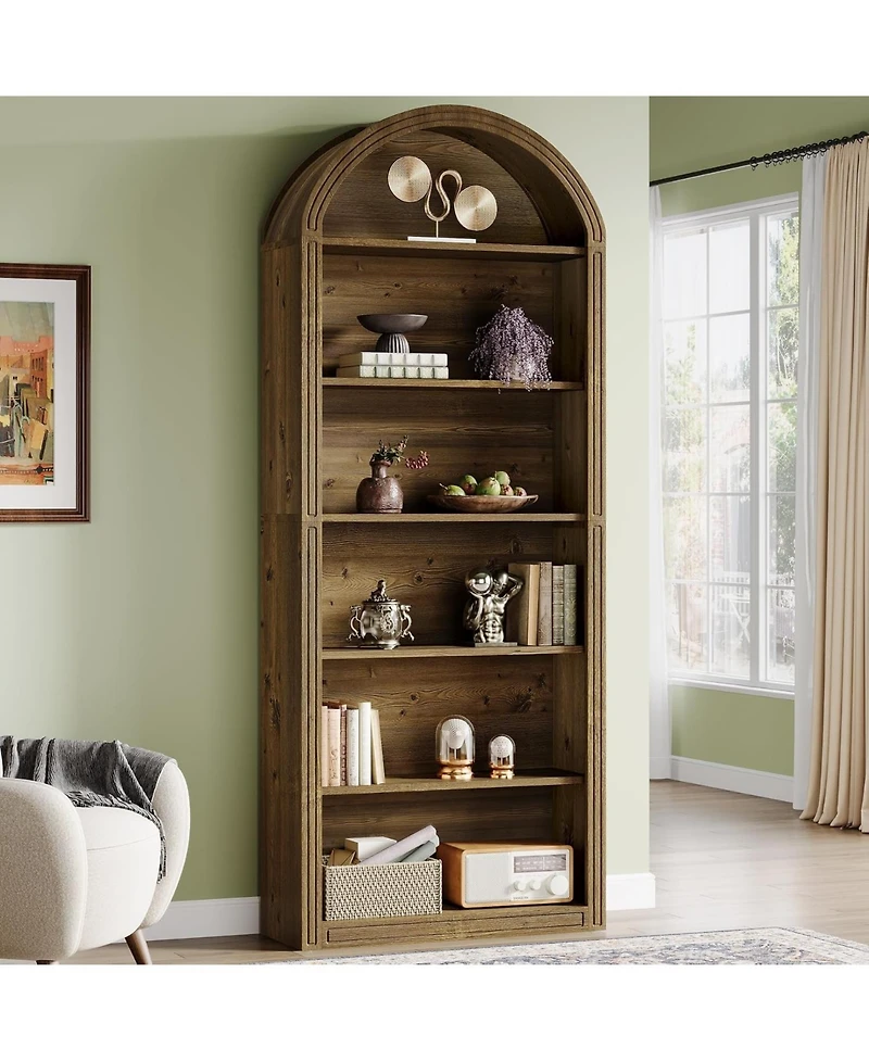 Tribesigns 6-Tier Arched Bookshelf with Open Shelves