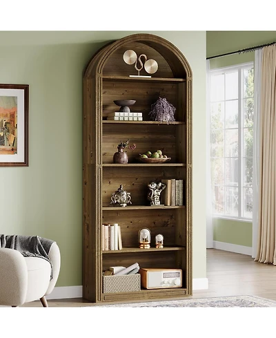 Tribesigns 6-Tier Arched Bookshelf with Open Shelves