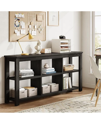 Tribesigns 63" Solid Wood Bookshelf with 6 Cubes