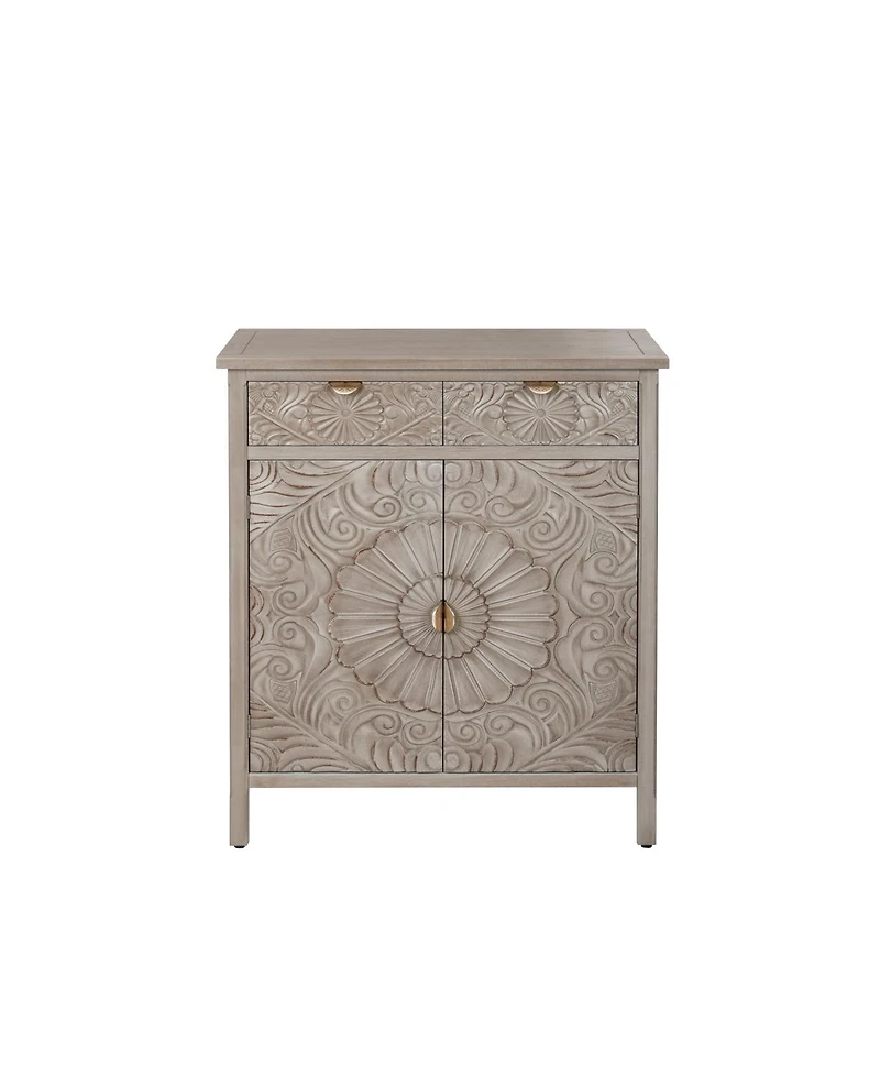 Streamdale Furniture Hand-Carved Wooden Storage Cabinet with Drawer and Doors