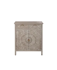 Streamdale Furniture Hand-Carved Wooden Storage Cabinet with Drawer and Doors