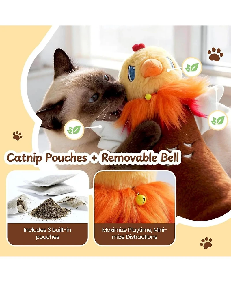 Nocciola Pure Toy Rumble Roo Cat Wrestling Toy, 22 Inch Chicken Puppet with 5 Catnip Pouches, Treat Pocket and Reinforced Protective Kicking Glove