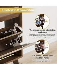 Streamdale Furniture Mid-Century Modern Slim Flip-Top Shoe Cabinet