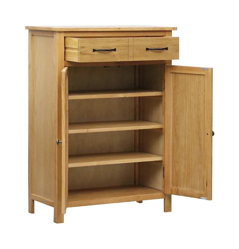 vidaXL Shoe Cabinet 29.9"x14.6"x41.3" Solid Oak Wood