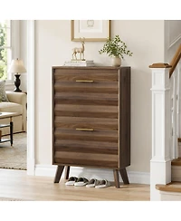 Streamdale Furniture Mid-Century Modern Slim Flip-Top Shoe Cabinet