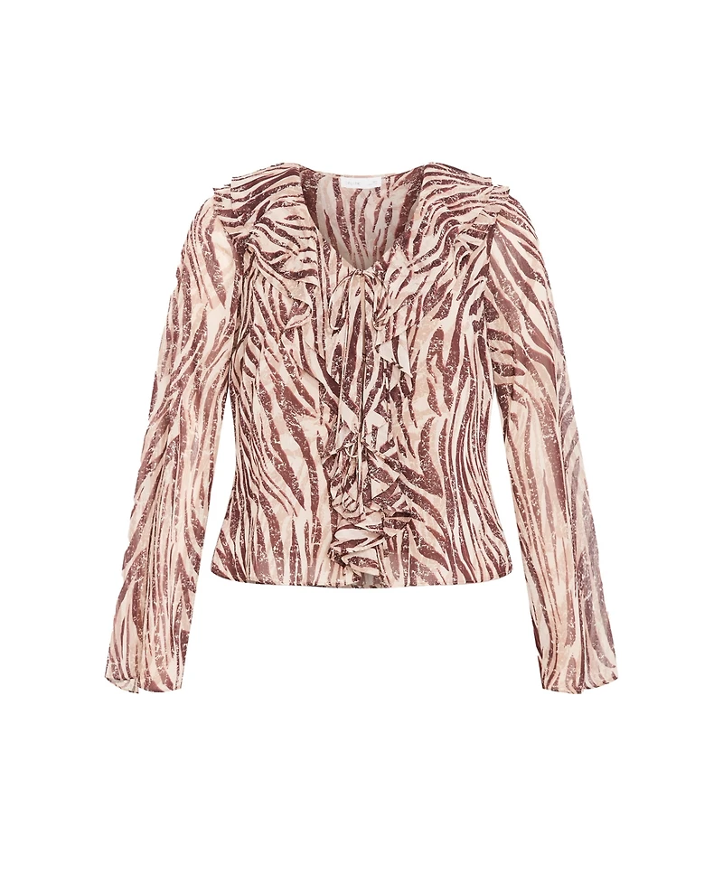 City Chic Women's Plus Vivid Ruffle Snake Print Top