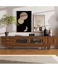 Streamdale Furniture 78" Modern Tv Stand with Fluted Glass Doors and Drawers for TVs Up to 85