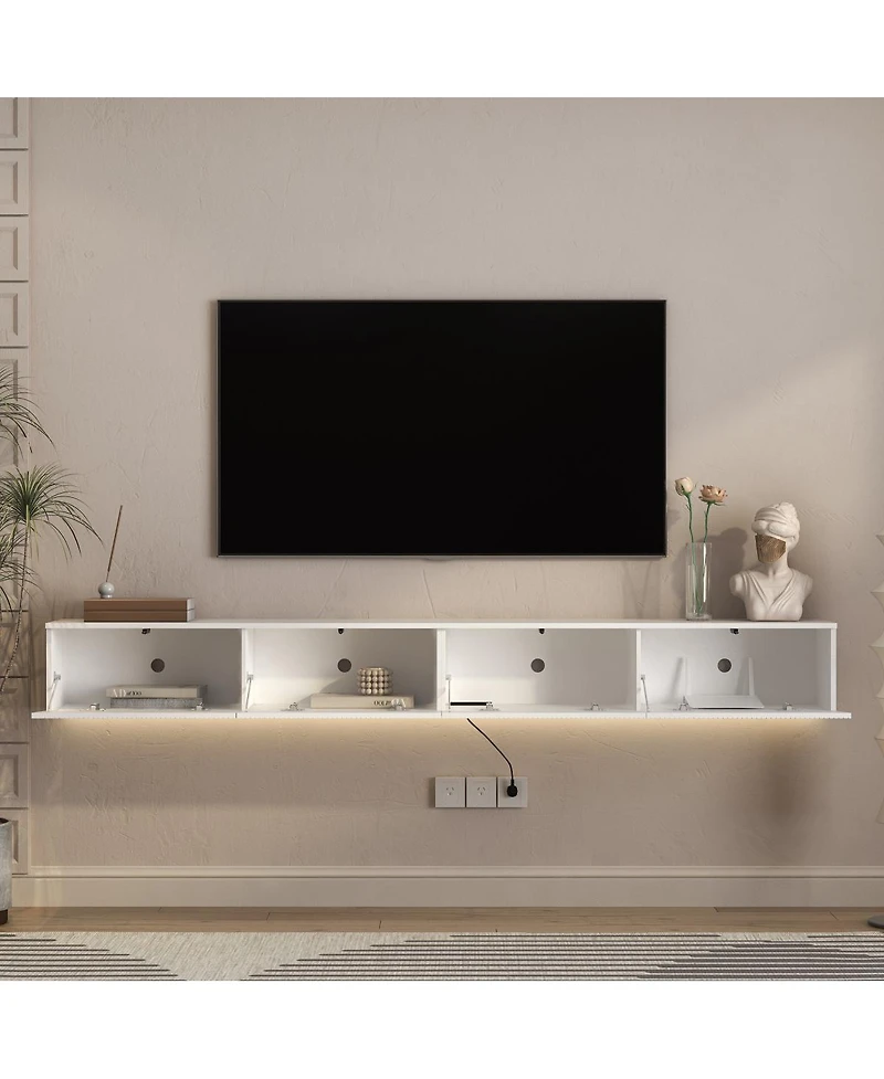 Streamdale Furniture Led Floating Tv Stand Wall Mounted, 86.6" Modern Entertainment Center