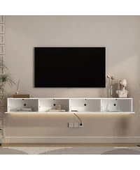 Streamdale Furniture Led Floating Tv Stand Wall Mounted, 86.6" Modern Entertainment Center
