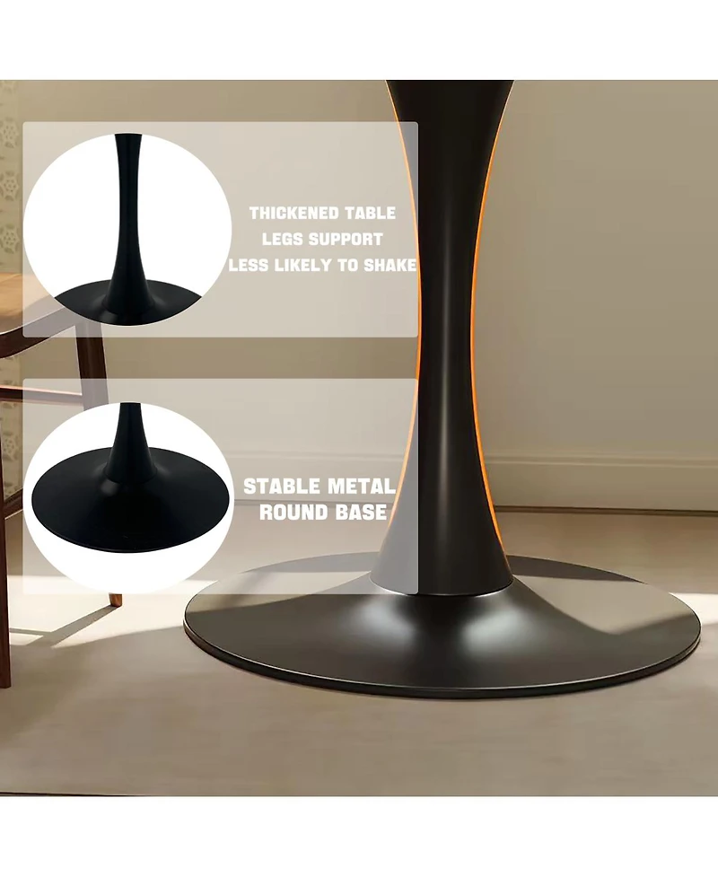 Streamdale Furniture Square 24" Tulip Dining Table, Mid-Century Modern Bistro Table
