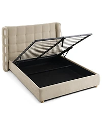 Streamdale Furniture Queen Size Removable Chenille Wingback Waffle Storage Bed
