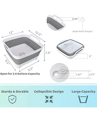 Piscifun Collapsible Wash Basin With Drain Plug Foldable Kitchen Sink For Camping Space Saving Dish Tub