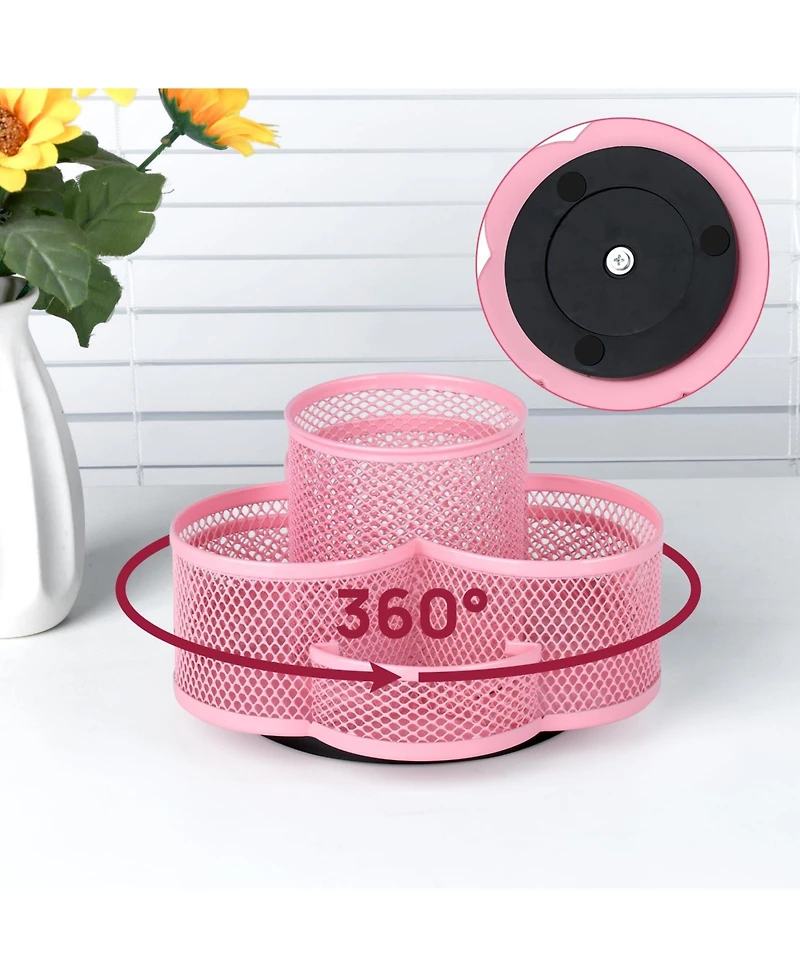 Danrong Mesh Desk Organizer With 2 Tier Trays Magazine Holders and Pen Holder