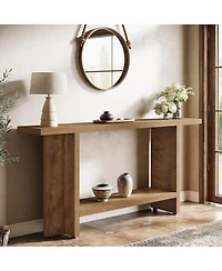 Tribesigns 59" Farmhouse Console Table with 2-Tier Storage