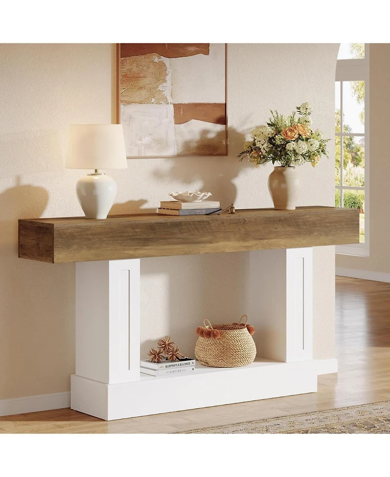 Tribesigns 63" Farmhouse Console Table with U-Shaped Base