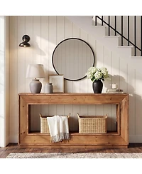 Tribesigns 63" Solid Wood Farmhouse Console Table with Storage